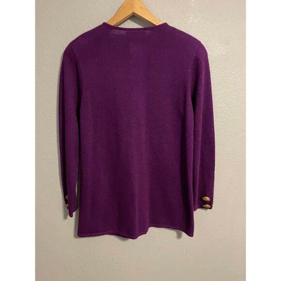 Vintage Womens Jacket Size Petite Medium Purple Gold Buttons Old Money Preppy - Picture 3 of 6